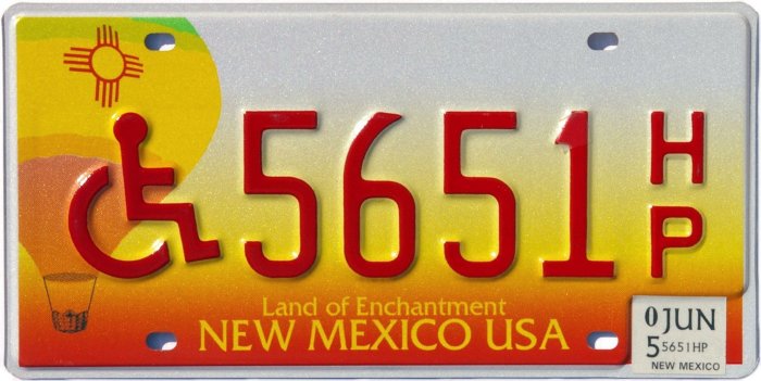 New Mexico Handicap License Plates